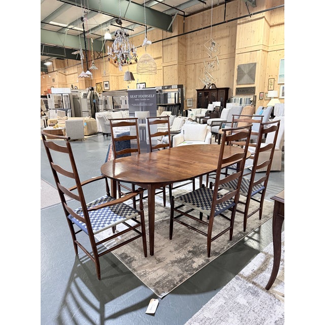 Farmhouse Vintage Asher Benjamin Tiger Maple Extension Dining Table Set For Sale - Image 3 of 11