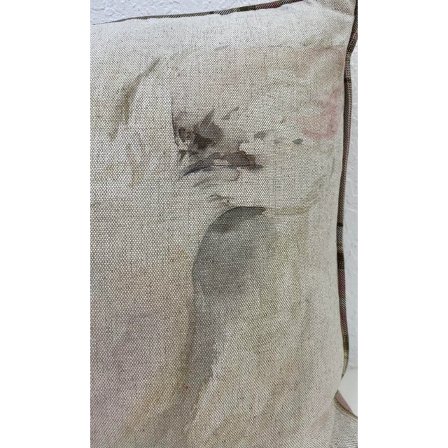 Textile Square Pillow With a Pig Portrait Print, Made in U K For Sale - Image 7 of 11