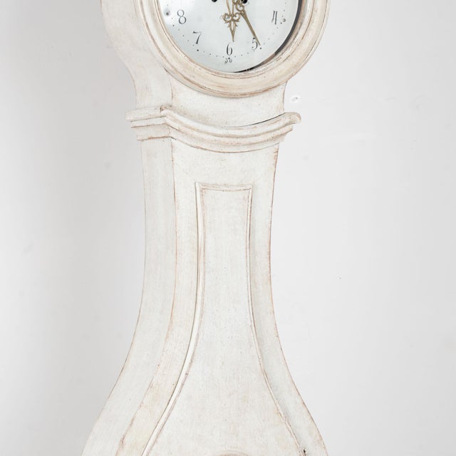 Early 19th Century White Swedish Mora Grandfather Clock For Sale - Image 6 of 11