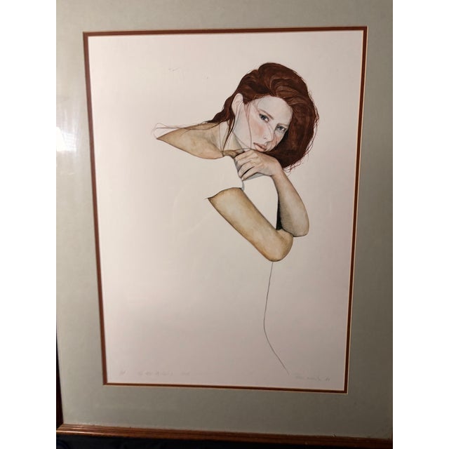 This signed limited edition lithograph, Maggie (1988), is by celebrated American artist Christine Rosamond (1947–1994)....