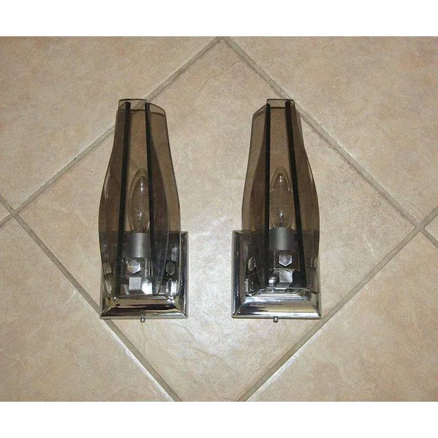 Italian Glass Fontana Arte Style Sconces - A Pair For Sale - Image 12 of 13