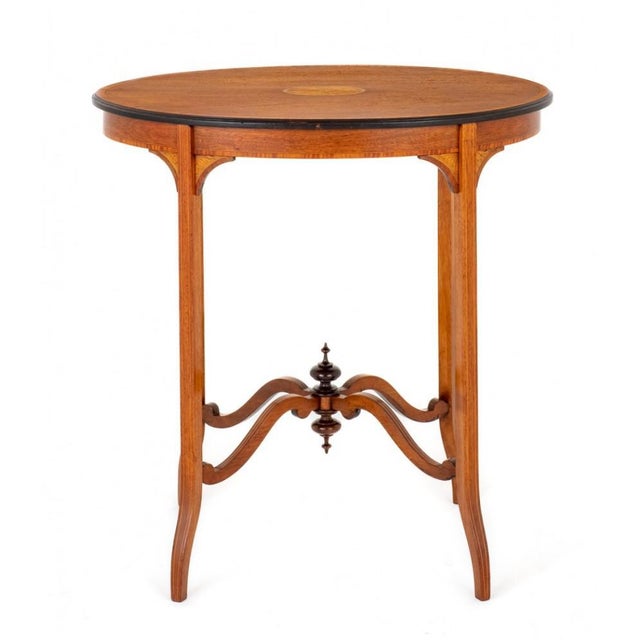 Sheraton Occasional Table in Mahogany Inlay, 1890s For Sale - Image 4 of 7