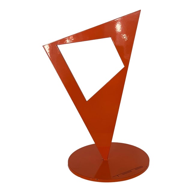 Mid-Century Modern Abstract Steel Sculpture Powder Coat Orange For Sale