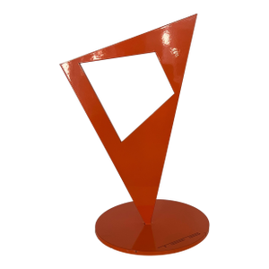 Mid-Century Modern Abstract Steel Sculpture Powder Coat Orange