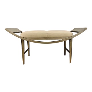 John Richard Modern Light Beige Leather Lumley Bench For Sale