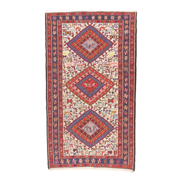 Vintage Persian Sumak Rug 3'8'' X 6'5'' For Sale