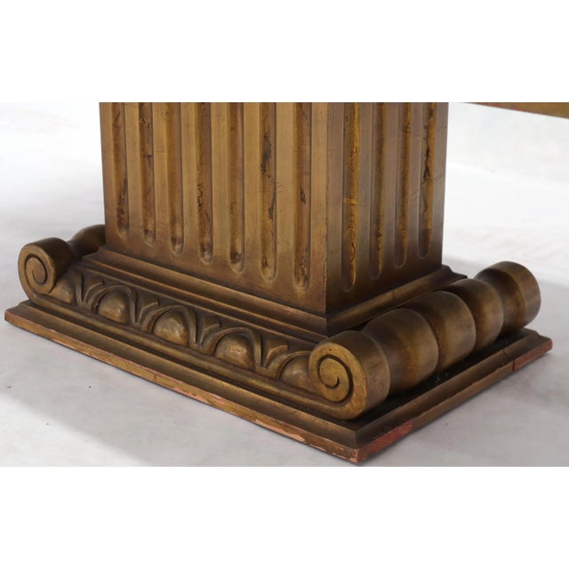 Reverse Painting Glass Top Colomn Pedestal Shape Base Gold Gilt Coffee Table For Sale - Image 11 of 13