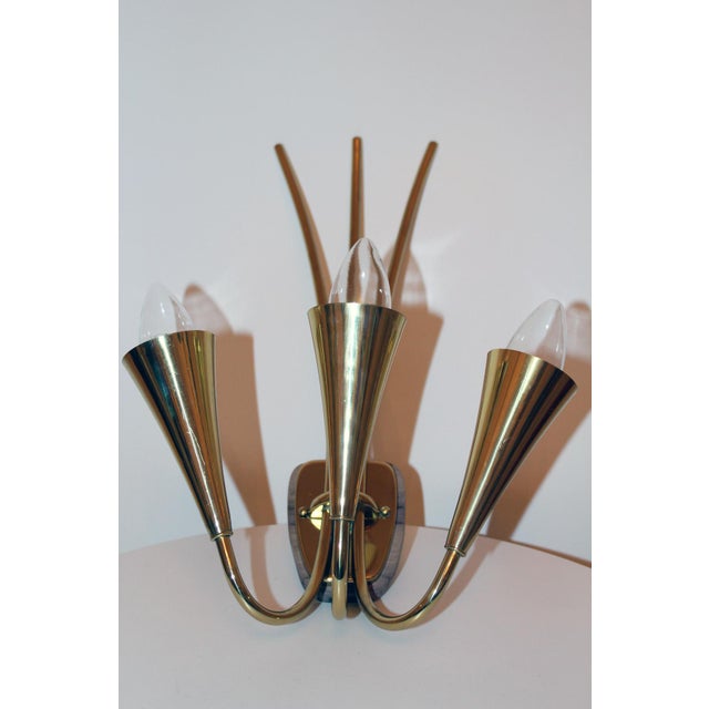 Gold Wall Lamp with Three Lights by Rupert Nikoll, 1950s For Sale - Image 8 of 8