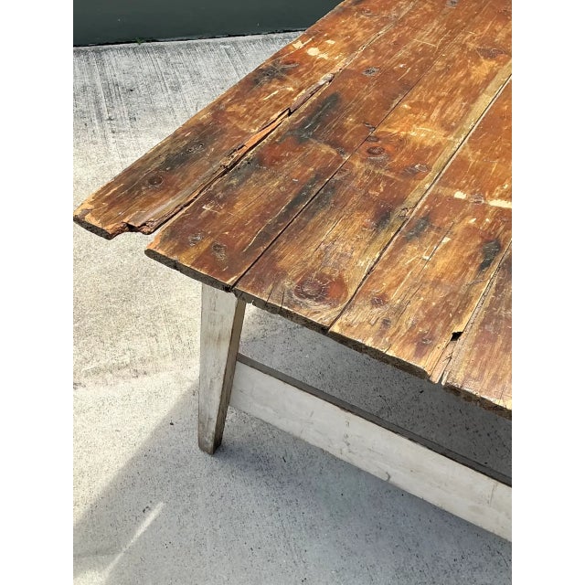 Vintage Rustic Wood Farmhouse Table For Sale - Image 11 of 13