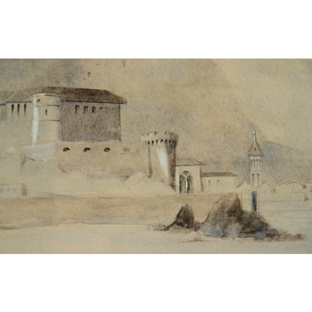 Traditional Vintage Arabesque Pastel & Gouche Cityscape Painting For Sale - Image 3 of 9