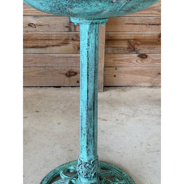 Vintage Cast Iron Garden Tazza or Pedestal Centerpiece With Verdigris Finish For Sale In Naples, FL - Image 6 of 12