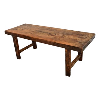 French 19th Century Solid Beech Farm Table For Sale