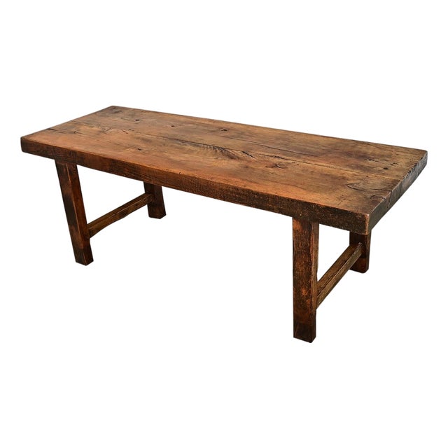 French 19th Century Solid Beech Farm Table For Sale