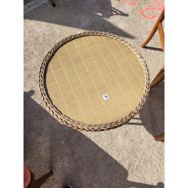 1960s Vintage Round Rattan Side Table For Sale - Image 5 of 5