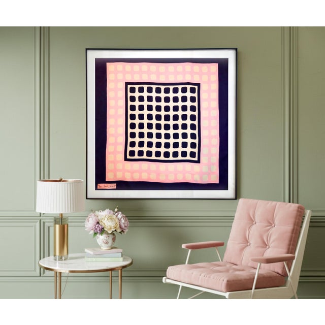 This is professionally framed authentic Yves Saint Laurent silk scarf from the 1980s. Add a bold, modern statement to your...