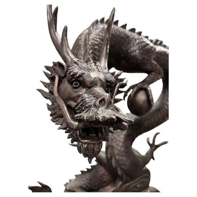 Large Bronze Chinese Dragon Water Feature Sculpture For Sale - Image 4 of 8