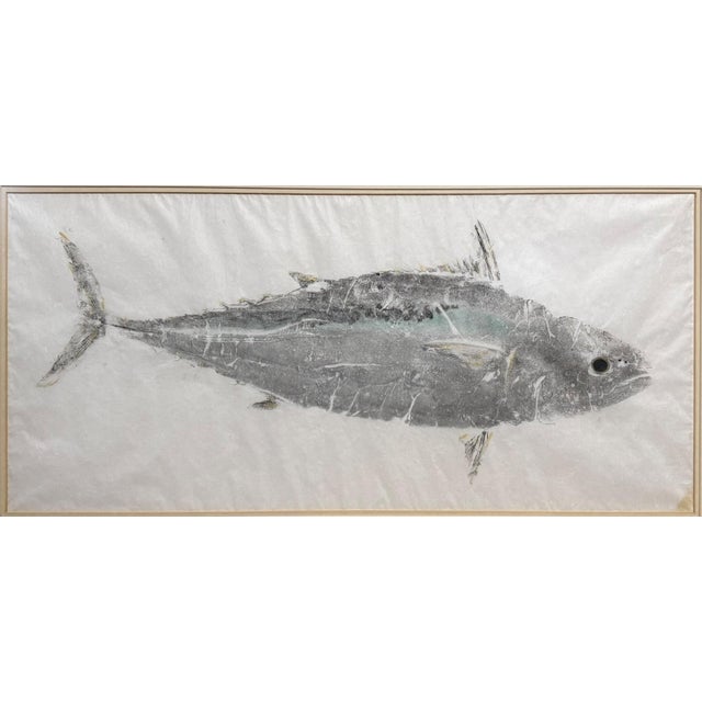 Large Original Tom Uhl Gyotaku Fish Rubbing Bonita Islamorada Florida Keys This striking, monumental original Gyotaku...