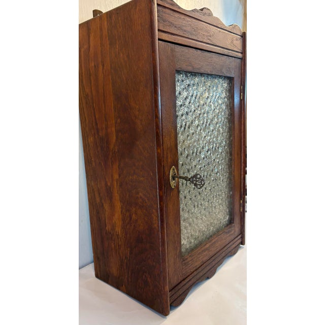 Late 19th Century Antique Primitive Wall Cabinet With Patterned Glass Door For Sale - Image 5 of 11