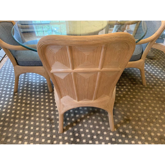 20th Century Glass Top Dining Table and Four Arm Chairs For Sale - Image 4 of 12