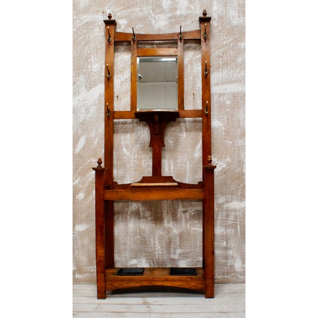 Antique Arts and Crafts Oak Hall Stand, 1880 For Sale - Image 11 of 11