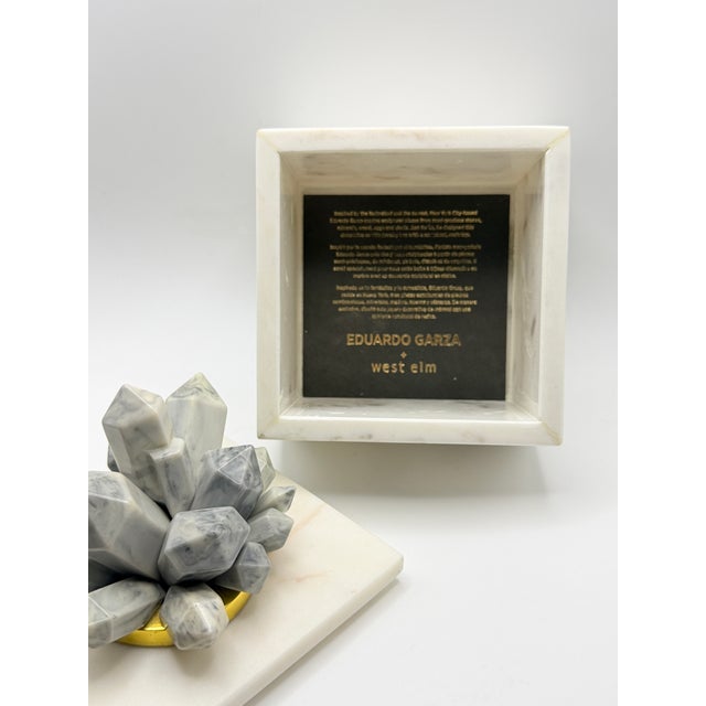 West Elm West Elm by Eduardo Garza Marble Decorative Box White Marble Jewelry Keepsake Box For Sale - Image 4 of 8