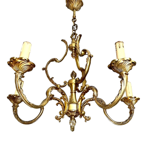 Louis XV Gilt Bronze Cage Chandelier, 1950s