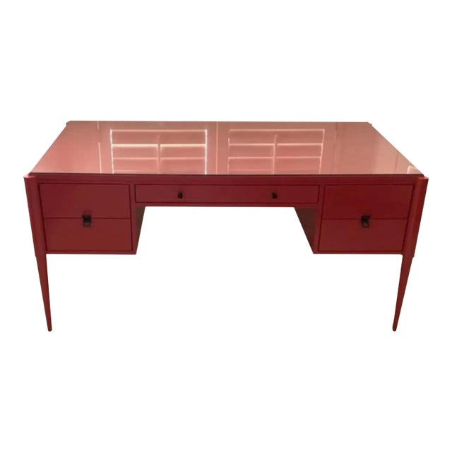 Mid 20th Century Lacquered Salmon Color Writing Desk For Sale