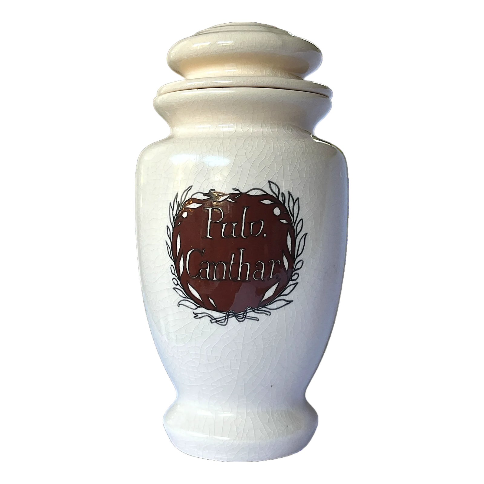 Vintage Apothecary Jar by Lilly, Made in Portugal — “Pulv. Canthar ...