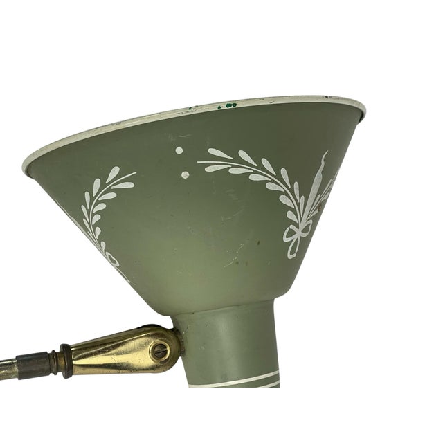 Vintage Mid-Century Modern Sage Green Tole Scissor Arm Wall Lamp For Sale - Image 4 of 12