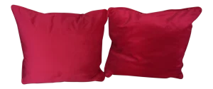 Contemporary Italian Raspberry Red Velvet Pillows - a Pair