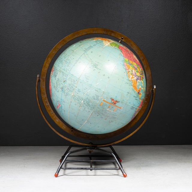 Replogle Globes Vintage Mid-Century Replogle 12" World Globe on Atomic Wire Stand (C. 1954–1958) For Sale - Image 4 of 7