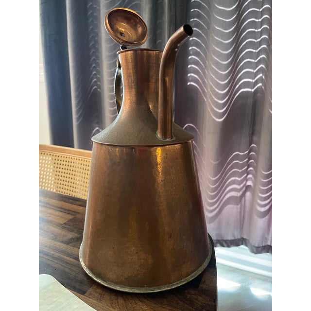 Antique 19th Century Turkish Hammered Copper Pitcher With Brass Handle Water Pot For Sale - Image 11 of 11