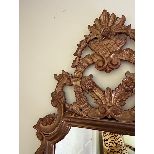 Antique Italian Rococo Giltwood Mirror With Exceptional Carved Crest, 19th Century For Sale - Image 10 of 15