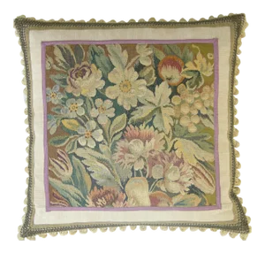 Circa 1860 Antique French Aubusson Tapestry Pillow