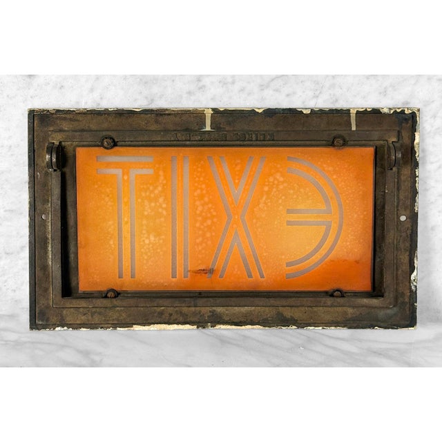 Antique Art Deco Brass & Glass Theater Exit Sign by Kliegl Bros For Sale - Image 4 of 9