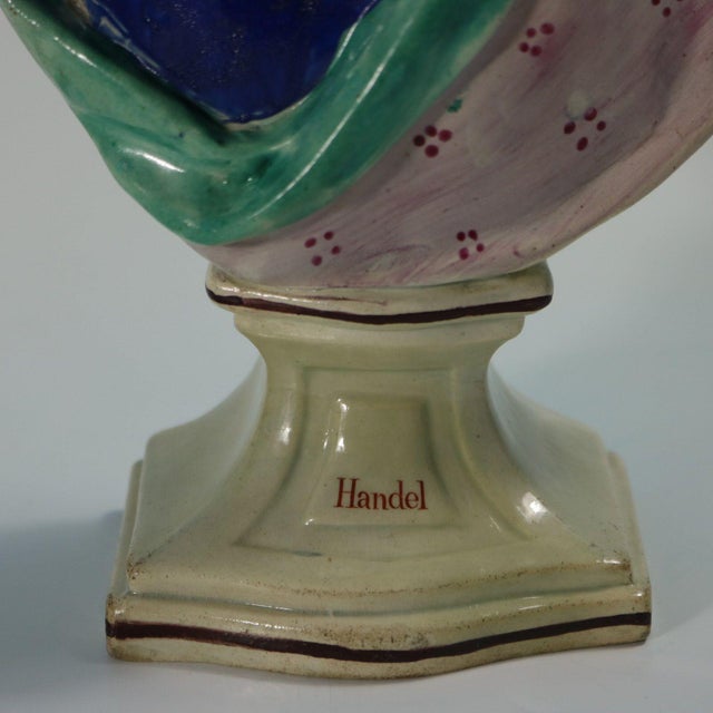 Staffordshire Pearlware Bust of the Composer Handel For Sale - Image 9 of 16