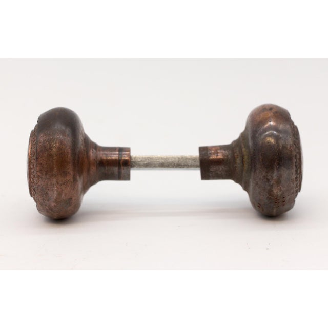 Traditional Vintage Concentric Pair of Bronze Door Knobs For Sale - Image 3 of 4