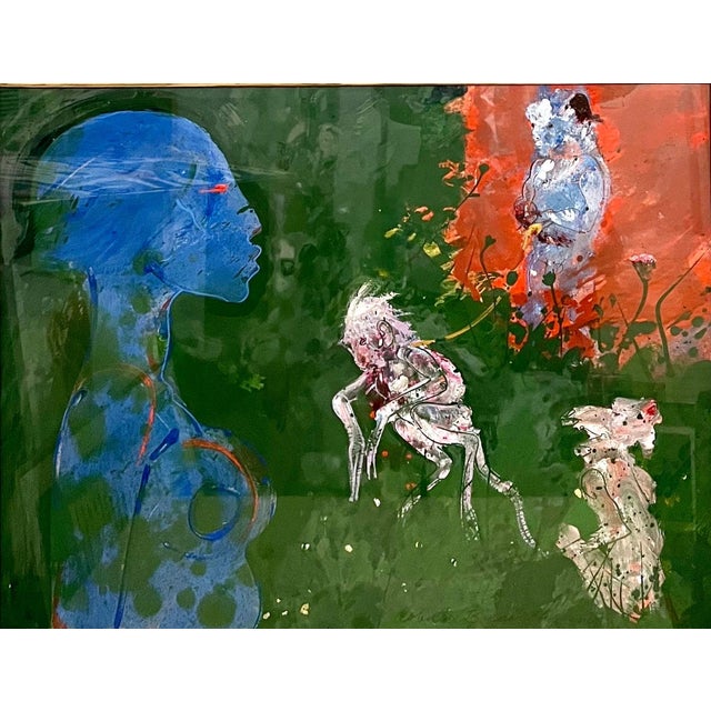 Robert Beauchamp, American Neo Expressionist Woman with Monkeys Abstract Modernist Oil Painting For Sale - Image 4 of 13
