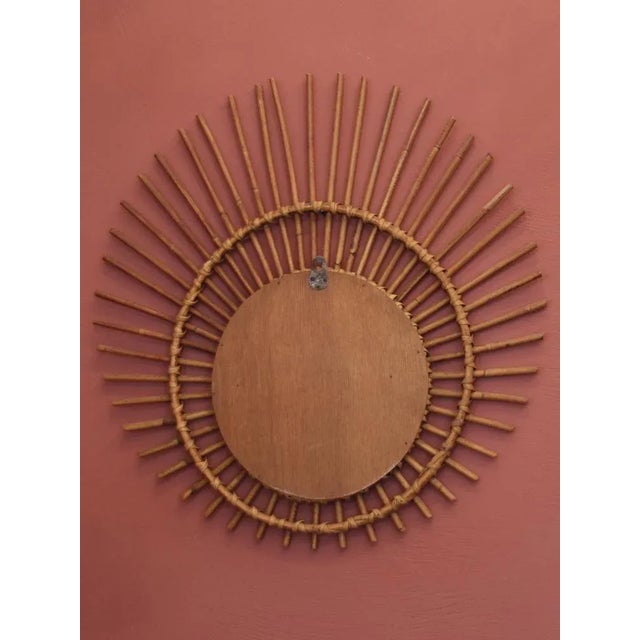 Mid-Century Modern French Rattan Sun Mirror, 1950s For Sale - Image 3 of 10