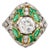 Early 20th Century Art Deco Revival 1.08 Carat Diamond Emerald Ring For Sale