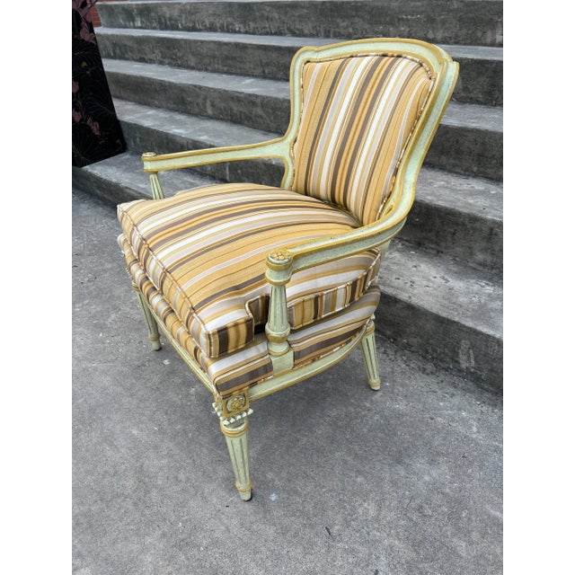 French Vintage Hibriten French Style Bergere Chair For Sale - Image 3 of 13