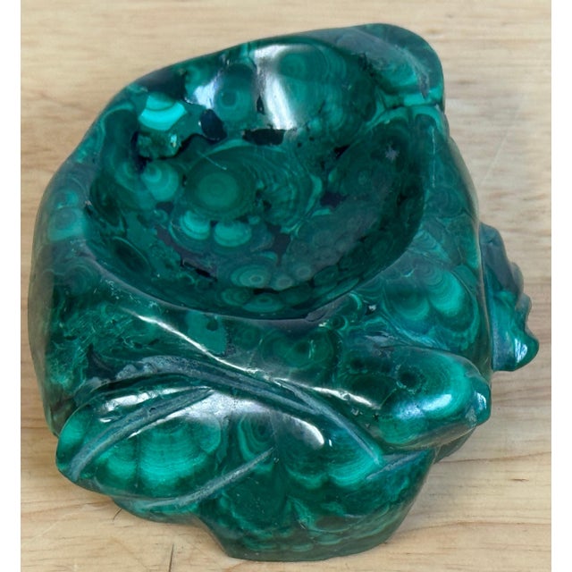 Chinese Carved Malachite Scholar’s Brush Washer in the Form of a Lotus Leaf, 20th Century A finely hand-carved Chinese...