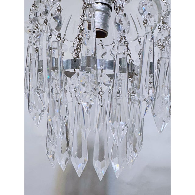 Vintage Crystal Basket Chandelier With Chrome Frame & Spear Prisms For Sale In New York - Image 6 of 9
