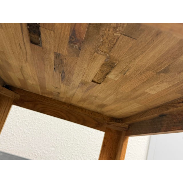 Late 20th Century Modernist Butcher-Block Oak Side Table, Vintage For Sale - Image 5 of 12