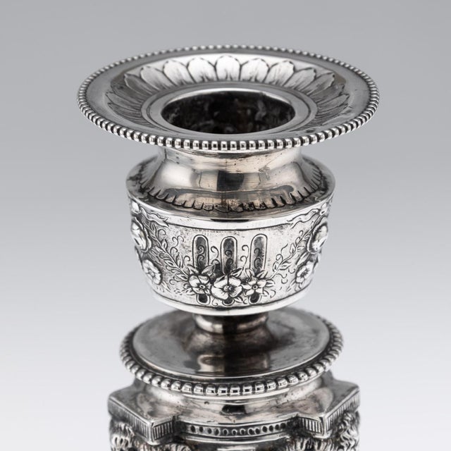Antique 19th Century German Silver Candlesticks, Hanau, 1870s, Set of 2 For Sale - Image 9 of 18