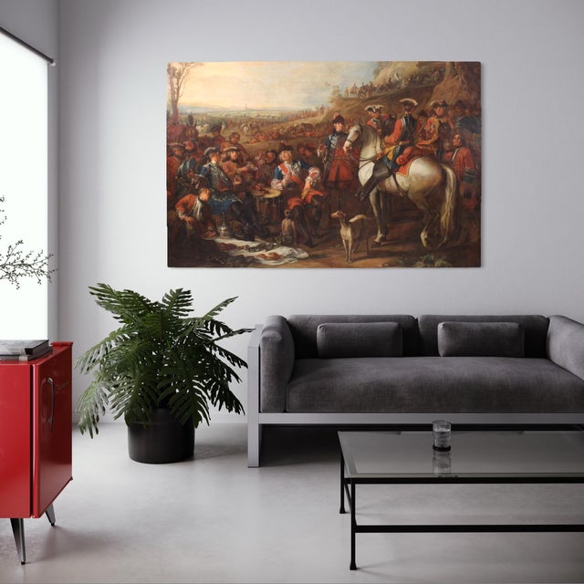 French Artist, Halt of the Mounted Grenadiers of the King's Guard, 1750, Oil on Canvas For Sale - Image 13 of 16