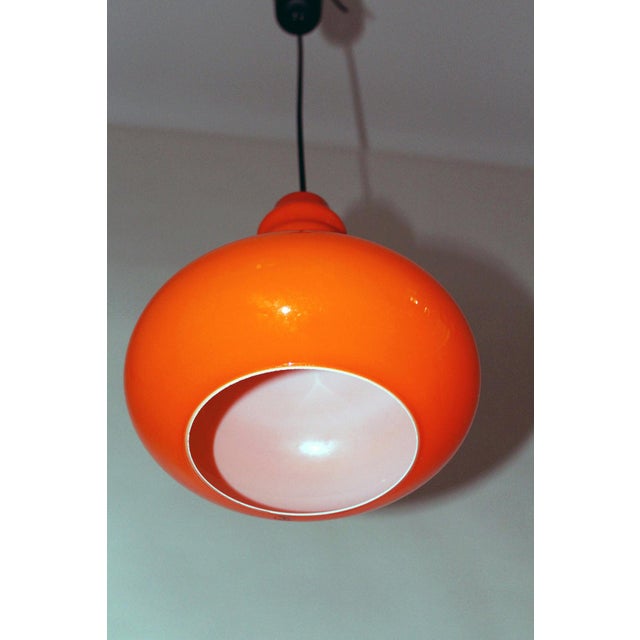 Orange Glass Ceiling Lamp by Peill & Putzler, 1960s For Sale - Image 3 of 6