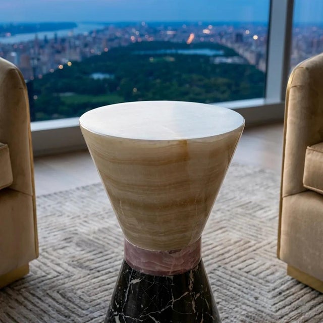 Side Table in Onyx and Marble by Forzini For Sale - Image 4 of 13