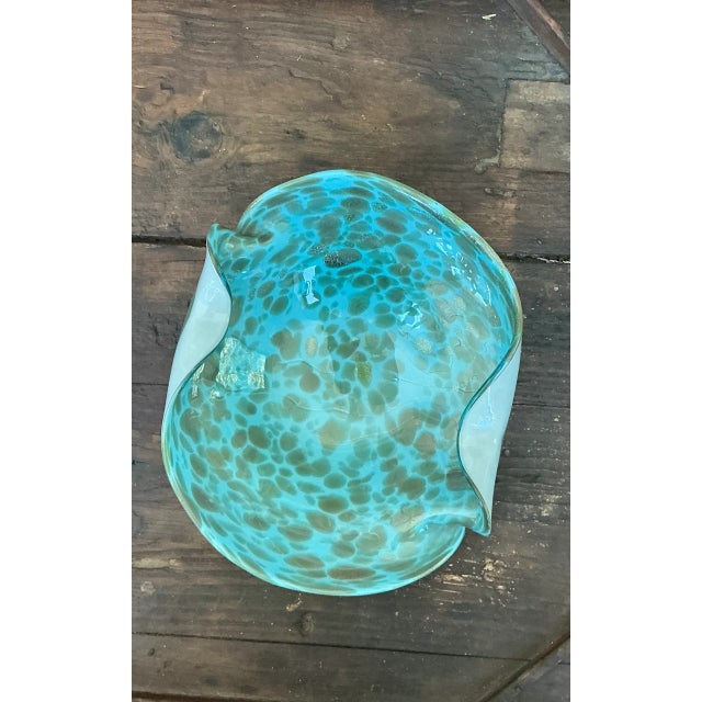 Aqua Vintage Italian Murano Glass Bowl For Sale - Image 8 of 12