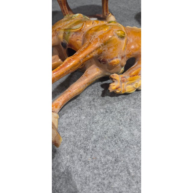 Ceramic Trio of Chinese Tang Dynasty Style Sancai Glazed War Horses For Sale - Image 7 of 18